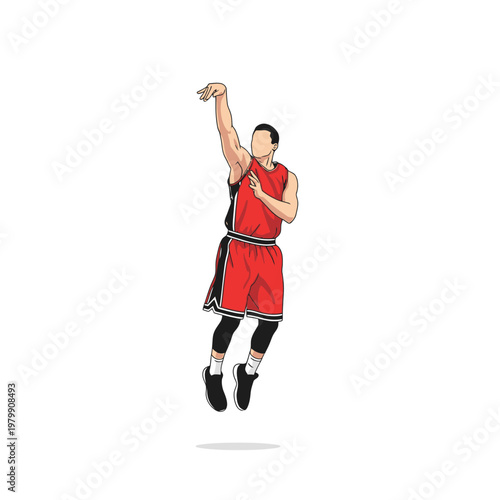 Basketball Player Shooting Jump Shot - Dynamic Vector Illustration