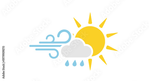 Weather forecast icon with sun cloud.