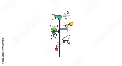 Weather forecast icons on pole.