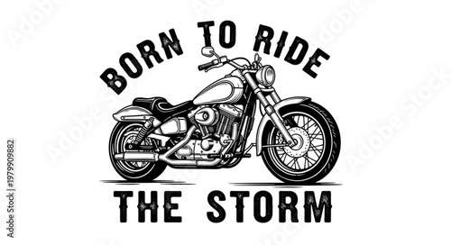 Vintage Motorcycle Born to Ride The Storm Illustration.
