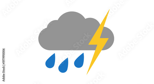 Weather Rain Cloud Lightning Storm Symbol.