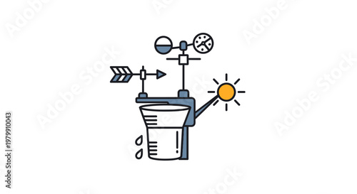 Weather station instrument with gauge.