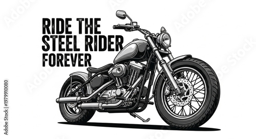 Vintage Motorcycle Chopper Style Illustration.
