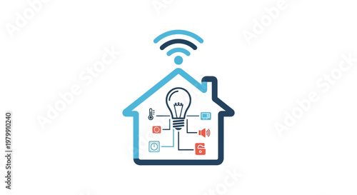 Smart Home Automation System Icon Design.