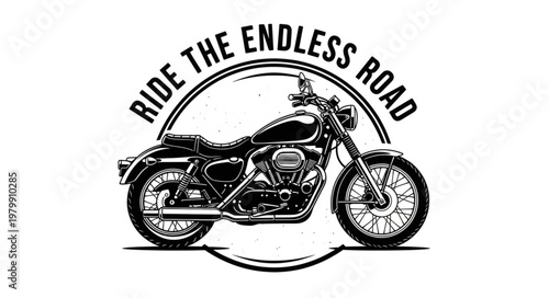 Vintage Motorcycle Emblem Ride The Endless Road.