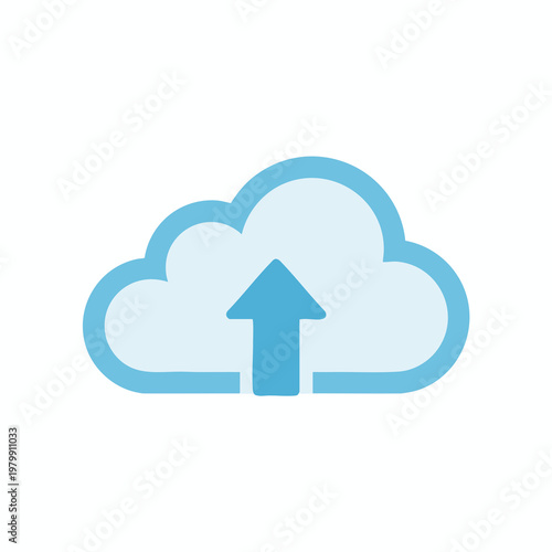 Cloud Upload Icon for Digital Data Storage and Cloud Computing