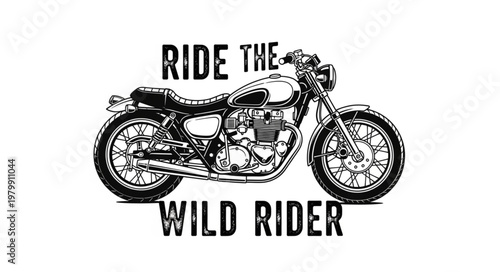 Vintage Motorcycle Illustration with Text.