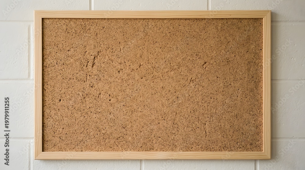 Fototapeta premium Empty Cork Board with Wooden Frame on White Wall Background