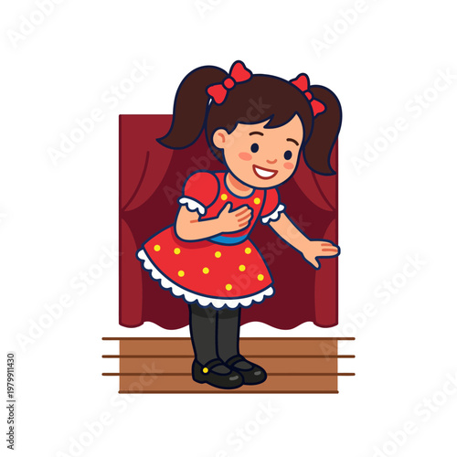 Little Girl in Red Dress Smiling.