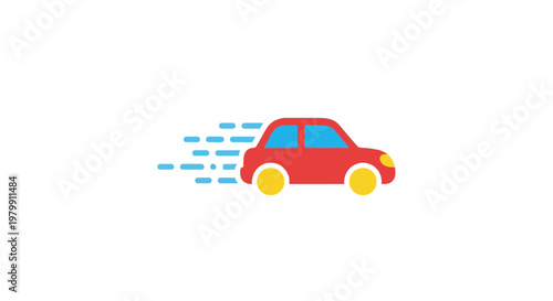 Red Car Speeding Fast Vehicle.