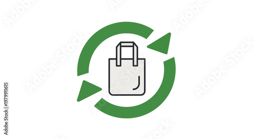 Recycling bag with green circular arrows.