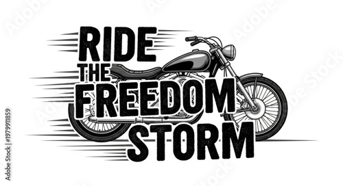 Vintage Motorcycle Ride The Freedom Storm Graphic.