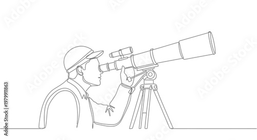 Man with telescope, exploring the stars, scientific discovery, astronomy