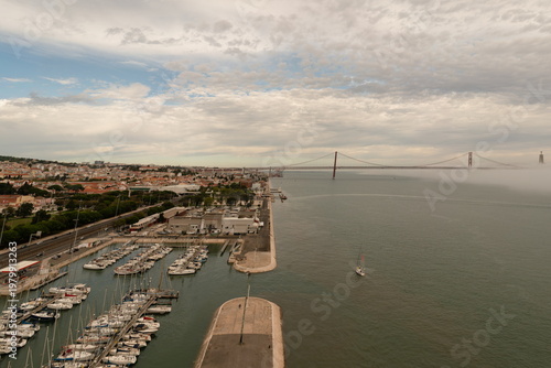 Ponte 25 de Abril over Tagus River in Lisbon Portugal