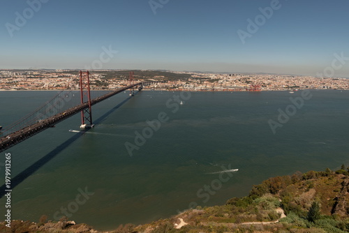 Bilde på lerret 25 de Abril Bridge over Tagus River in Lisbon, Portugal