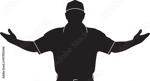 Black silhouette of a man in a baseball uniform