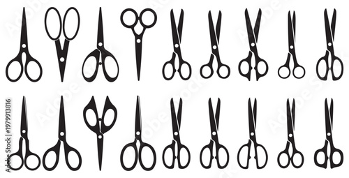 Multi-Purpose Scissor Silhouette Icons for Graphic Design and Print Media Projects. vector illustration eps 10