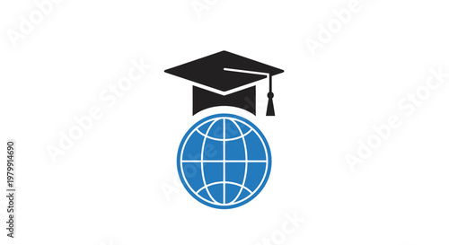 Graduation Cap and Globe Icon.