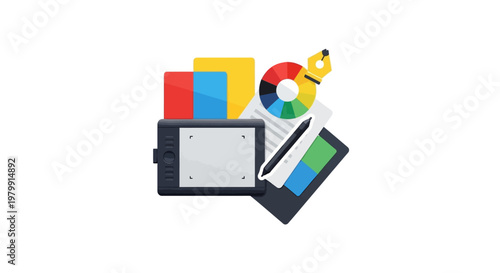 Graphic design elements on devices.