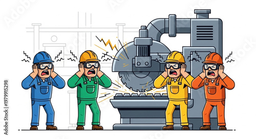 Workers wearing safety gear.