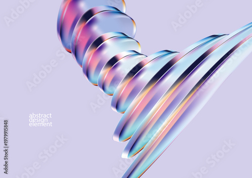 Abstract vector background of 3D fluid glass circle and ovals. Transparent iridescent geometric shapes for poster and presentation design