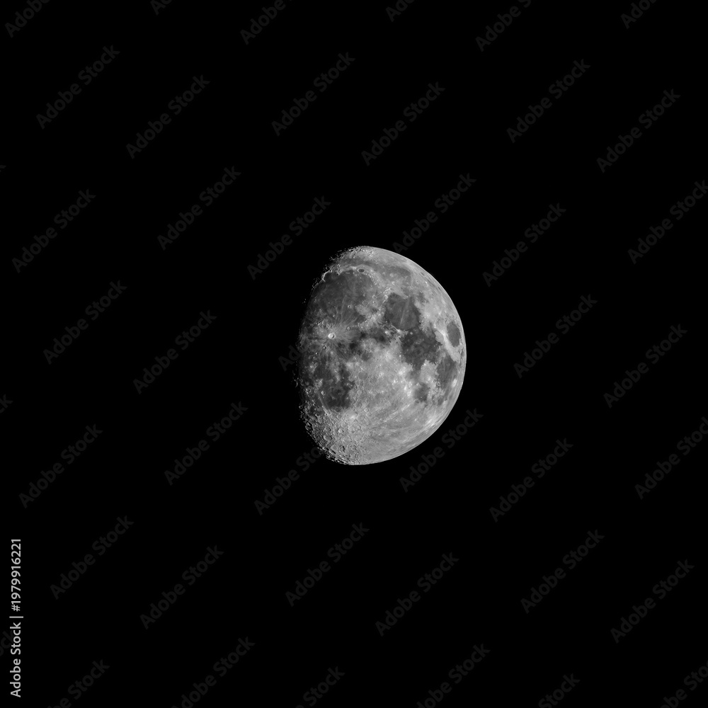 Fototapeta premium Beautiful half moon on the black sky background