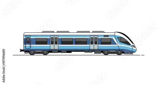 Modern Blue Electric Train Illustration