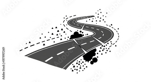 Winding Road with Abstract Elements.