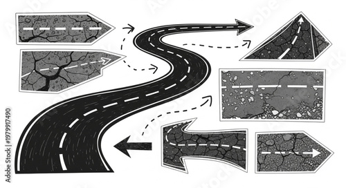 Winding Road with Multiple Directions and Choices.
