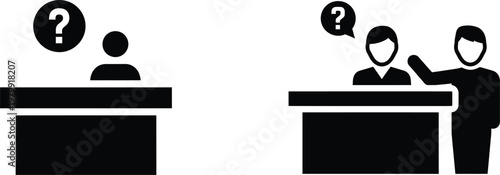 Exceptional customer service support desk icons illustrating assistance and problem solving