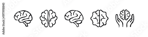 Psychology and Brain Health Hand-Drawn Sketch Icons