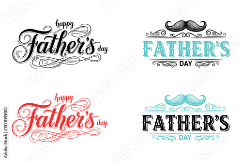 Happy father's day collection vintage and modern calligraphic designs for celebration
