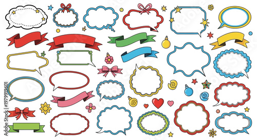 Colorful Speech Bubbles and Ribbons Collection - Vector Graphics