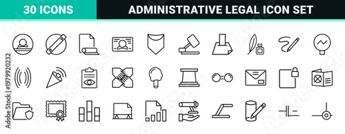 Legal document and law services outline icon set