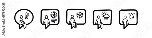 Line Art Icons for Climate and Environmental Conditions