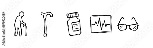 Senior Care and Health Icons (Sketch)