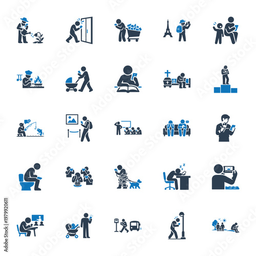 Distracted Lives Digital Addiction Concept Icons