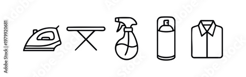 Laundry Icons: Iron, Board, Sprayer, Aerosol, Shirt