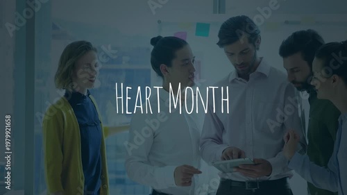 Animation of binary coding data processing over business people