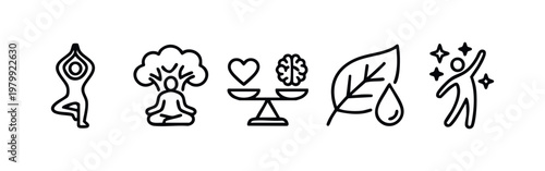 Set of Outline Icons for Health and Lifestyle Concepts