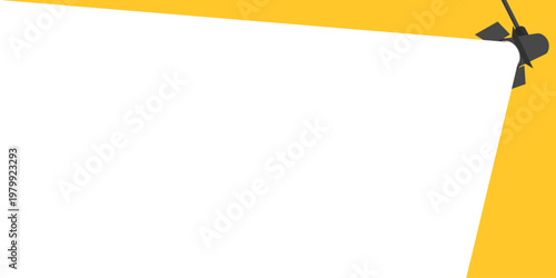 Bright spotlight beam illuminating a large area diagonally on a yellow background, design element