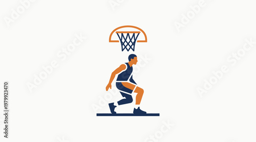 Minimalist Basketball Player About to Dribble