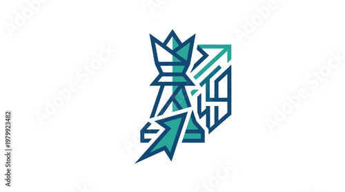 Abstract Chess Piece With Arrow Symbol