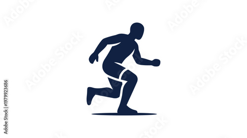 Minimalist Silhouette of a Running Athlete