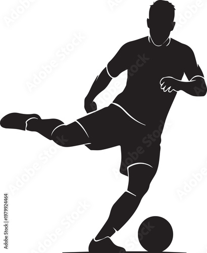 Soccer player sliding tackle to control ball, intense action silhouette