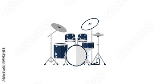 Drum set with cymbals and stands.