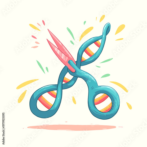 DNA Strand Being Edited by Molecular Scissors in Blue Glow