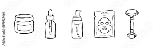 Sketchy Hand Drawn Skincare and Beauty Treatment Icons