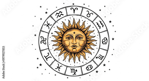 Zodiac Sun Astrology Circle Symbol.