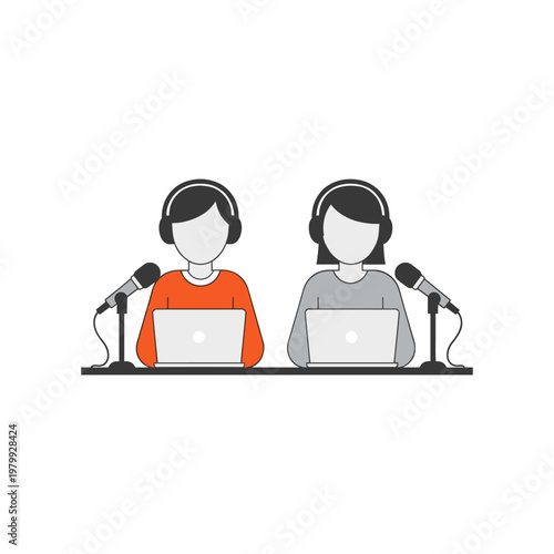 Two individuals engaging in a virtual podcast or interview session